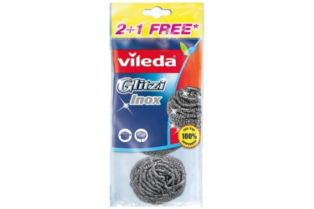 Губка VILEDA из металлической спирали 2шт+1