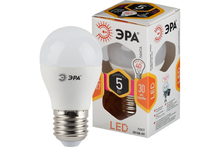 Лампа ЭРА STD LED P45-5W-827-E27